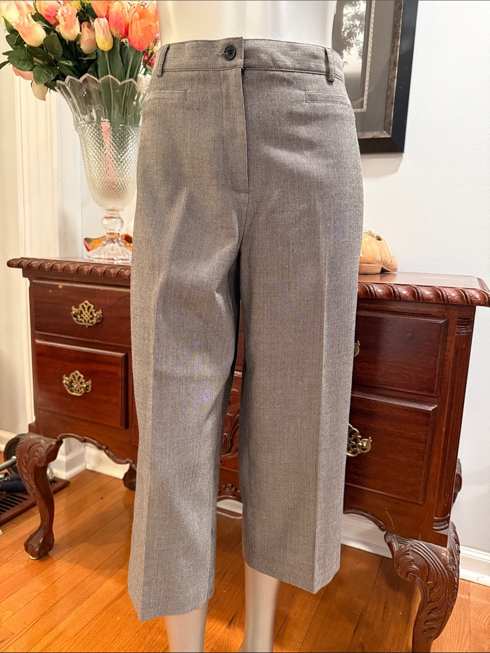croft & barrow Tailored Cropped Dress Pants - Gray